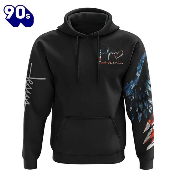 Jesus Saved America Wings Cross 3D Hoodie