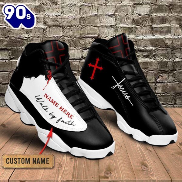 Jesus Walk By Faith Black And White Custom Name Jd13 Shoes For Man And Women  Gift Christmas