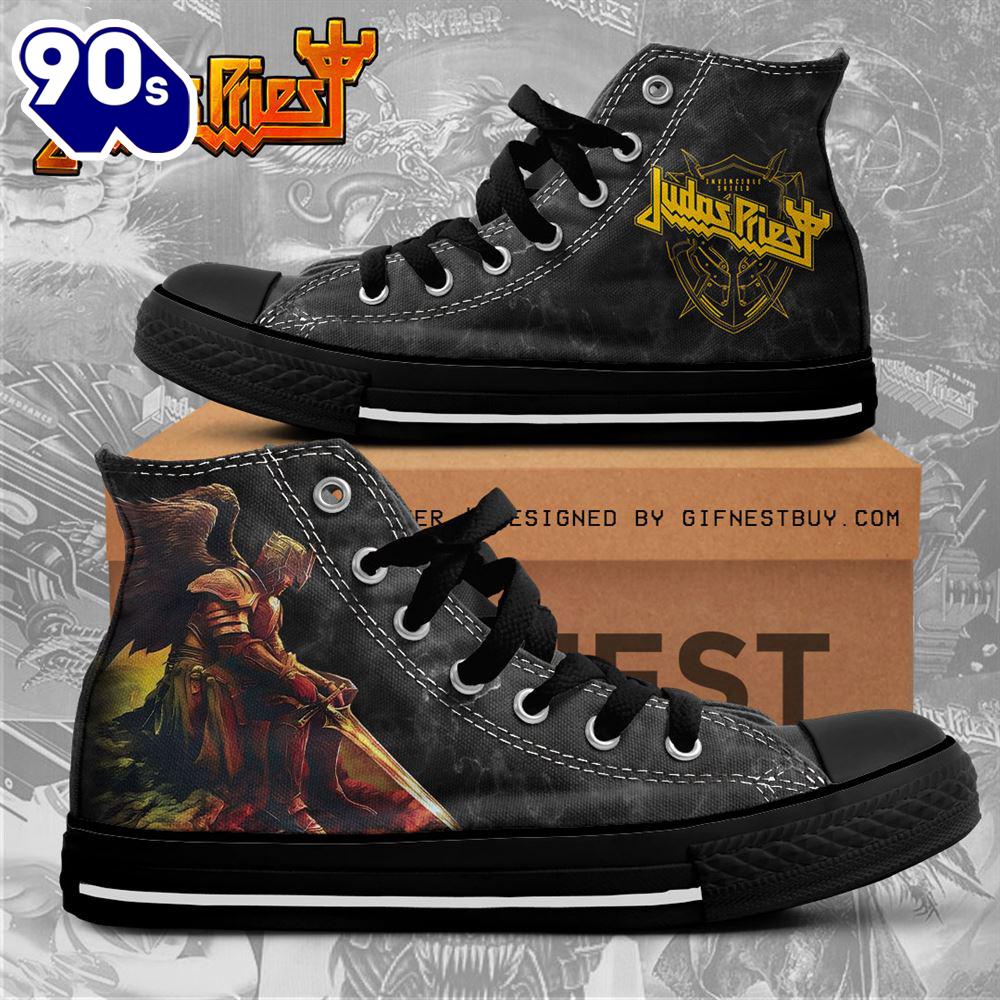 Judas Priest Knight Shoes, Judas Priest High Top Canvas Shoes, Judas Priest Gift For Fans Judas Priest Knight Shoes, Judas Priest High Top Canvas Shoes, Judas Priest Gift For Fans