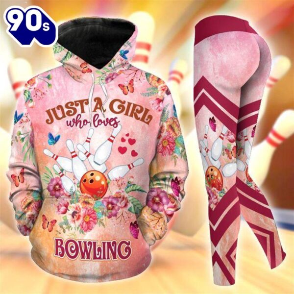 Just A Girl Who Loves Bowling Pink All Over Print Leggings Hoodie Set Outfit For Women Gift Xmas