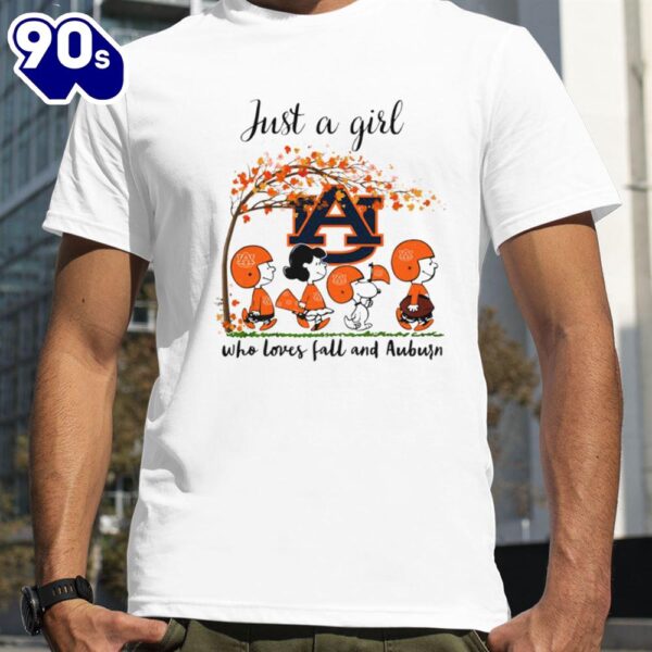 Just A Girl Who Loves Fall And Auburn Peanuts Cartoon Halloween T-Shirts