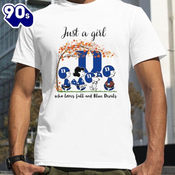 Just A Girl Who Loves Fall And Blue Devils Peanuts Cartoon Halloween T-Shirts