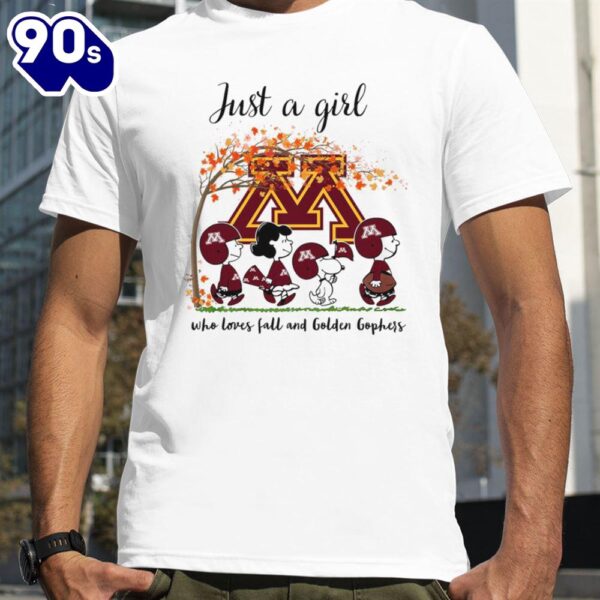 Just A Girl Who Loves Fall And Golden Gophers Peanuts Cartoon Halloween T-Shirts