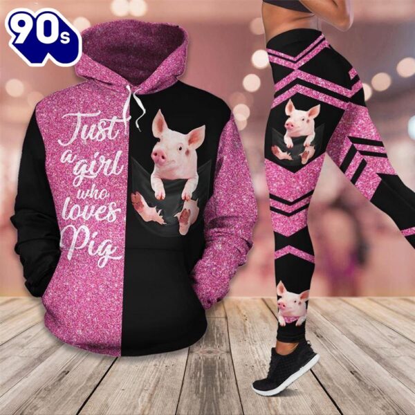 Just A Girl Who Loves Pigs All Over Print Leggings Hoodie Set Outfit For Women Gift Xmas