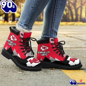 Kansas City Chiefs All Season Boots Casual Shoes Vegan Leather Custom Boot Shoes