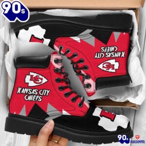 Kansas City Chiefs All Season Boots Casual Shoes Vegan Leather Custom Boot Shoes