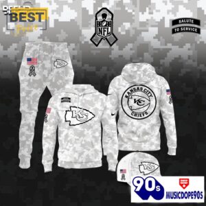 Kansas City Chiefs Camo 2024 Salute to Service Hoodie, Jogger, Cap