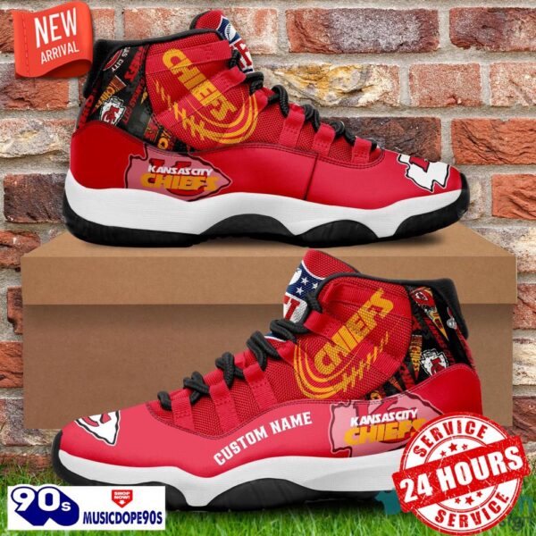 Kansas City Chiefs Custom Name NFL Air Jordan 11 Shoes Men And Women Sneakers