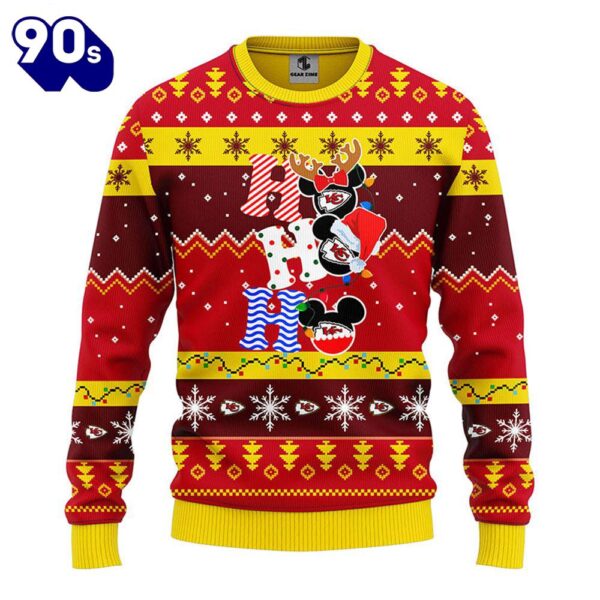 Kansas City Chiefs HoHoHo Mickey Christmas Ugly Sweater  Gift Christmas