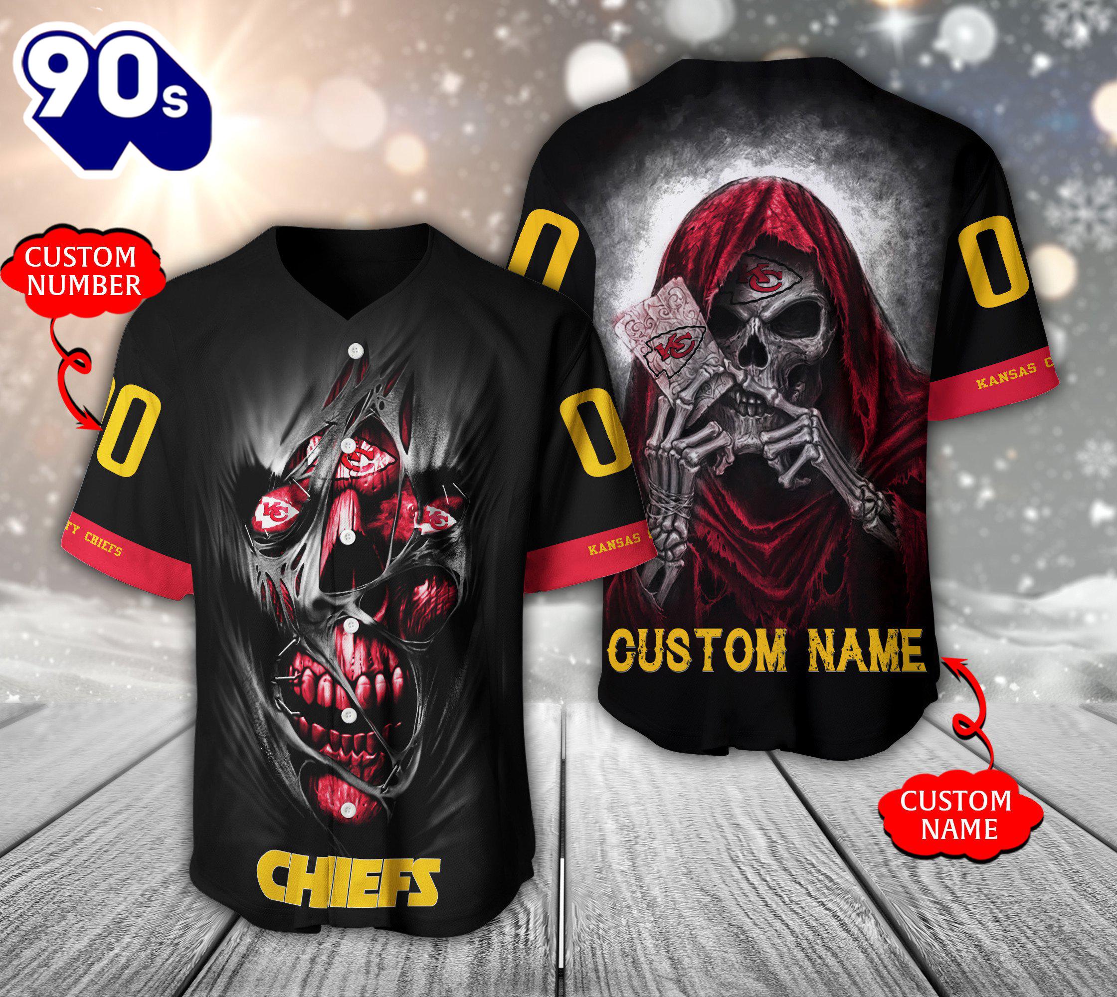 Kansas City Chiefs NFL 3D Personalized Baseball Jersey Shirt For Fans Kansas City Chiefs NFL 3D Personalized Baseball Jersey Shirt For Fans