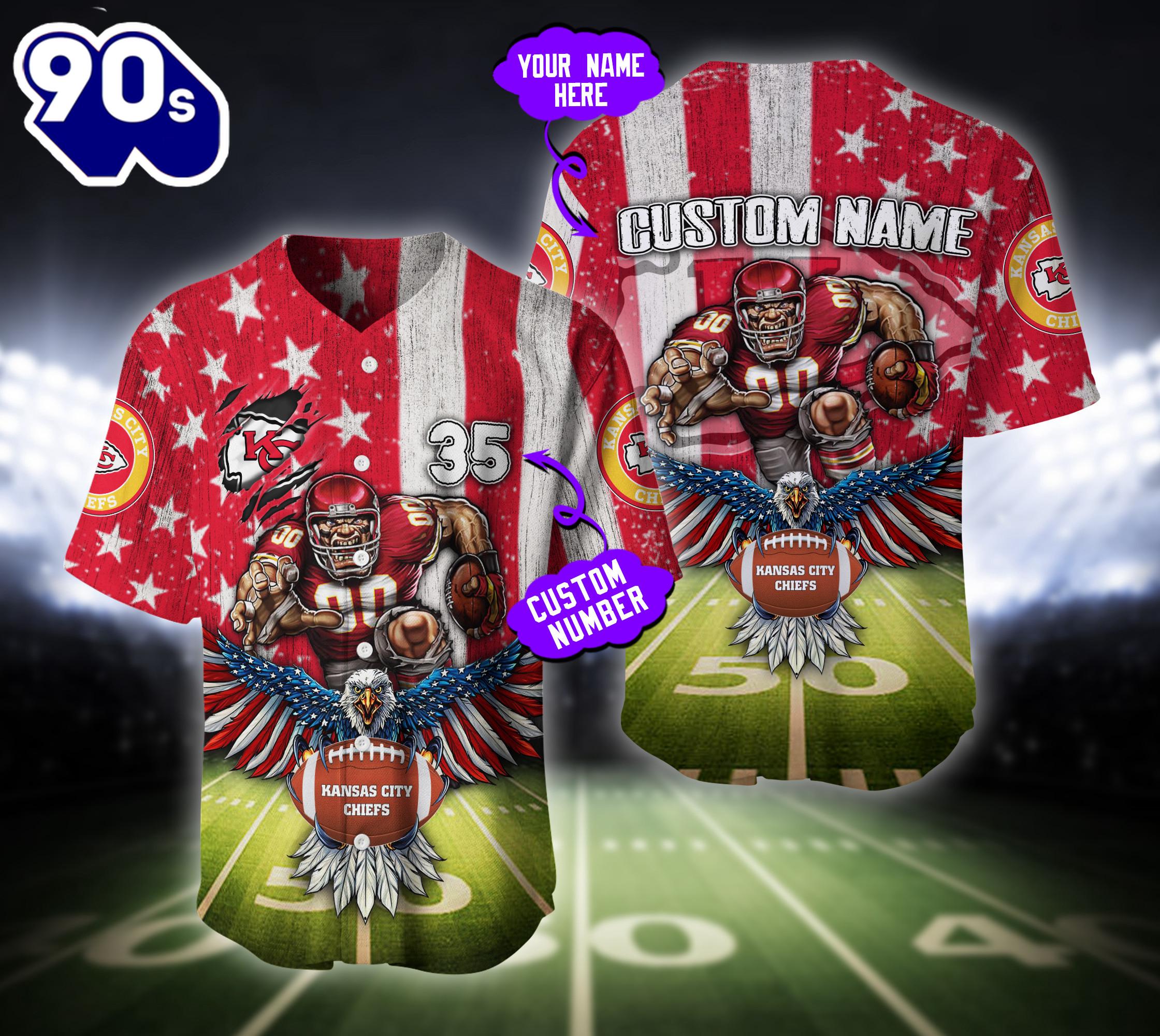 Kansas City Chiefs NFL Baseball Jersey Custom Shirt For Fans Kansas City Chiefs NFL Baseball Jersey Custom Shirt For Fans