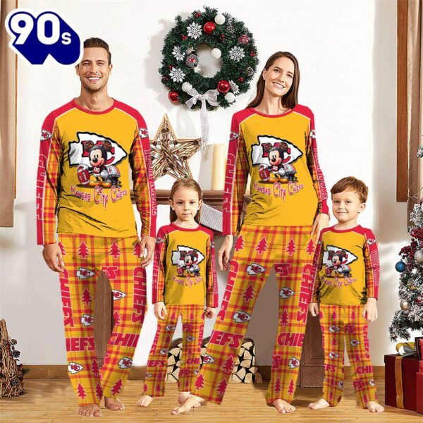 Kansas City Chiefs Pajamas Personalized Your Name NFL And Mickey Mouse Pajamas  Gift Christmas