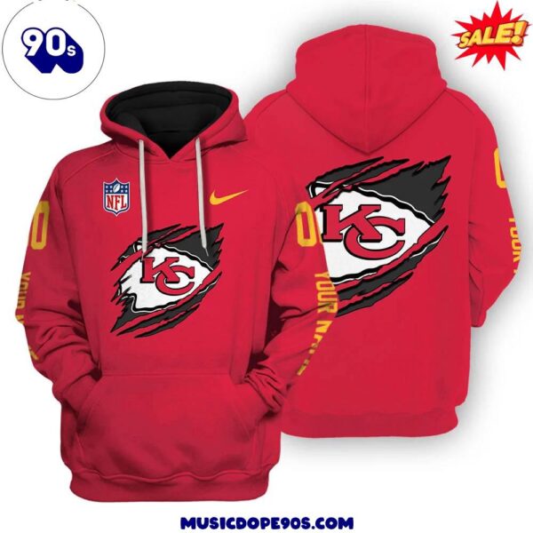 Kansas City Chiefs Team Custom Name and Number Hoodie