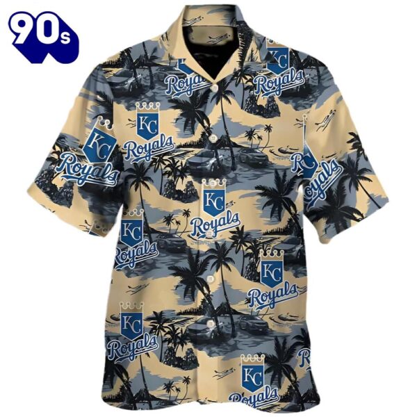 Kansas Royals Aloha Hawaiian Button Up Shirts Coconut Tree Pattern