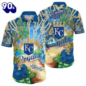 Kc Royals Hawaiian Button Up…