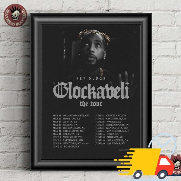 Key Glock Glockaveli The Tour 2025 Poster Tour Cities Dates Canvas