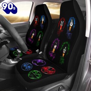 Kiss Band 2PCS Car Seat Cover 3D Decor