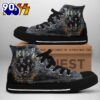 Kiss Band End Of The Road Grey Shoes, Kiss Band High Top Shoes For Fans