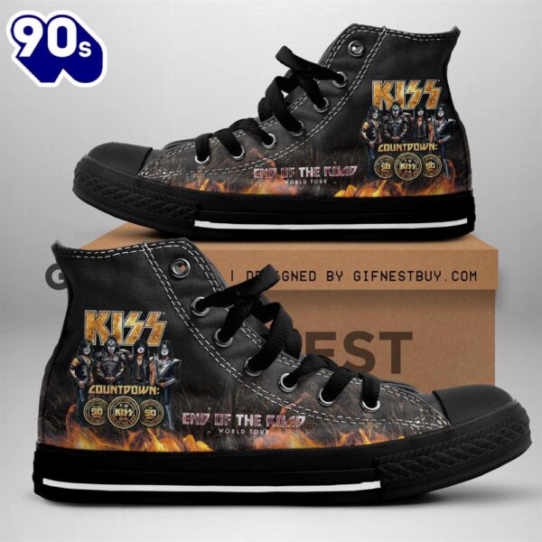 Kiss Band End Of The Road, Kiss Band High Top Shoes For Fans