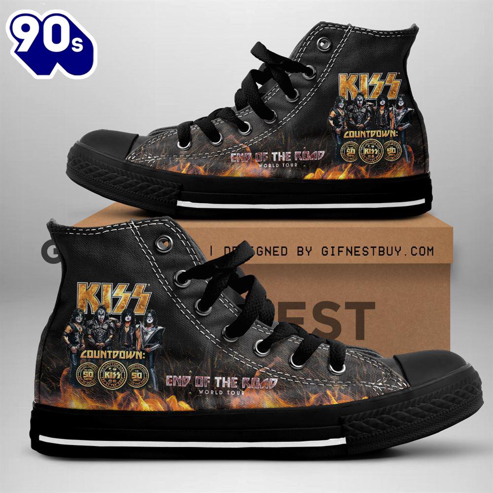 Kiss Band End Of The Road, Kiss Band High Top Shoes For Fans Kiss Band End Of The Road, Kiss Band High Top Shoes For Fans