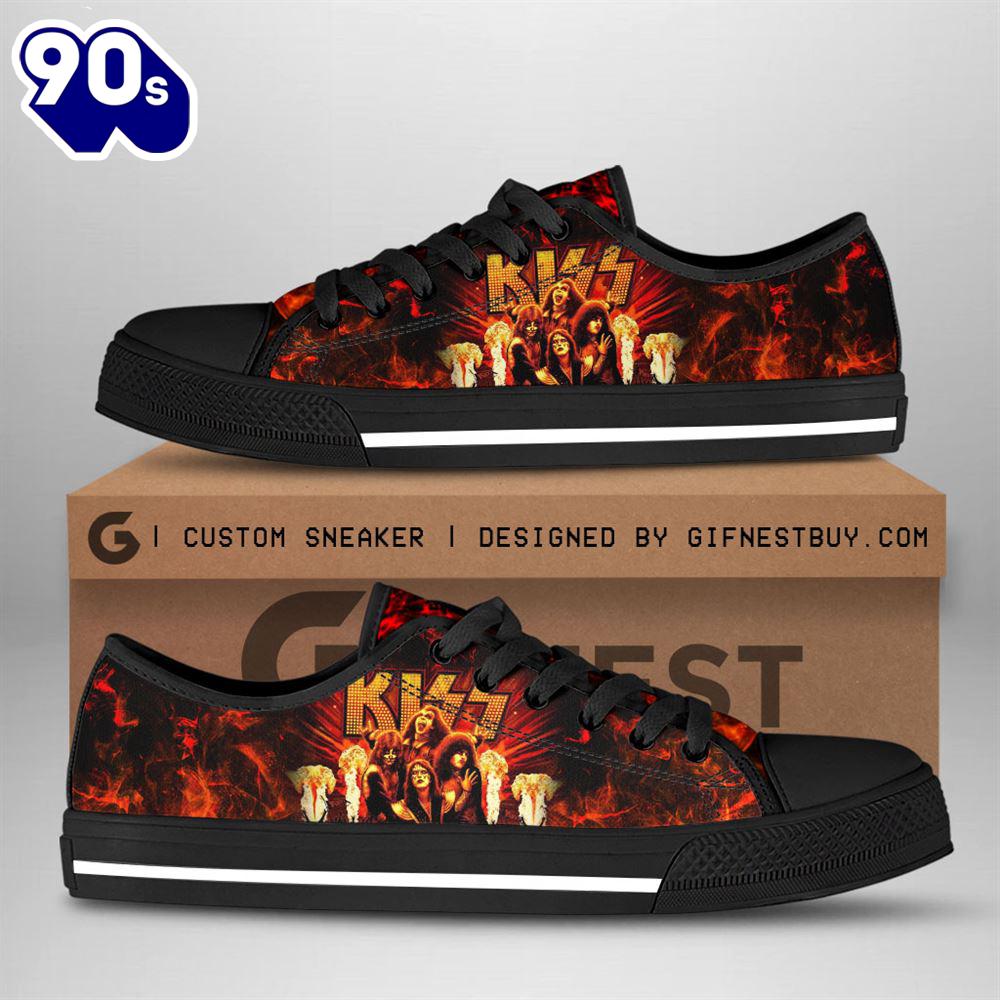 Kiss Band Members Red Shoes, Kiss Band Low Top Shoes For Fans Kiss Band Members Red Shoes, Kiss Band Low Top Shoes For Fans