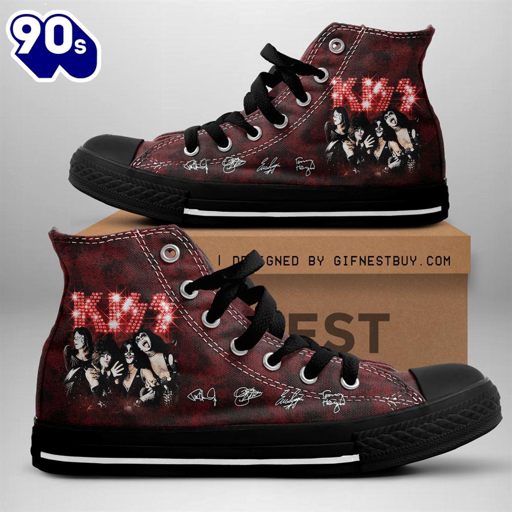 Kiss Band Members' Sign, Kiss Band High Top Shoes For Fans Kiss Band Members' Sign, Kiss Band High Top Shoes For Fans