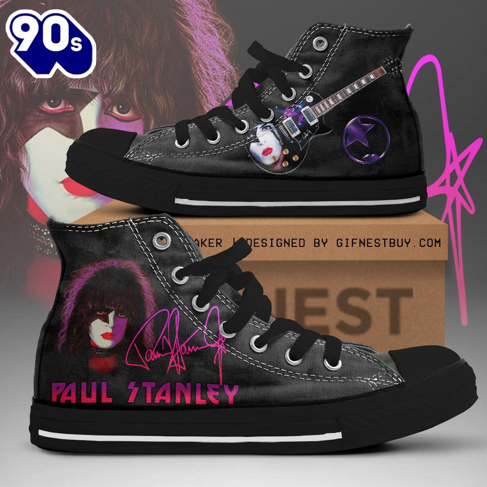 Kiss Band Paul Stanly Purple, Kiss Band High Top Shoes For Fans Kiss Band Paul Stanly Purple, Kiss Band High Top Shoes For Fans