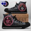 Kiss Band Rock And Roll Over Red Shoes, Kiss Band High Top Shoes For Fans