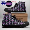 Kiss Band Skull Purple Shoes, Kiss Band High Top Shoes For Fans