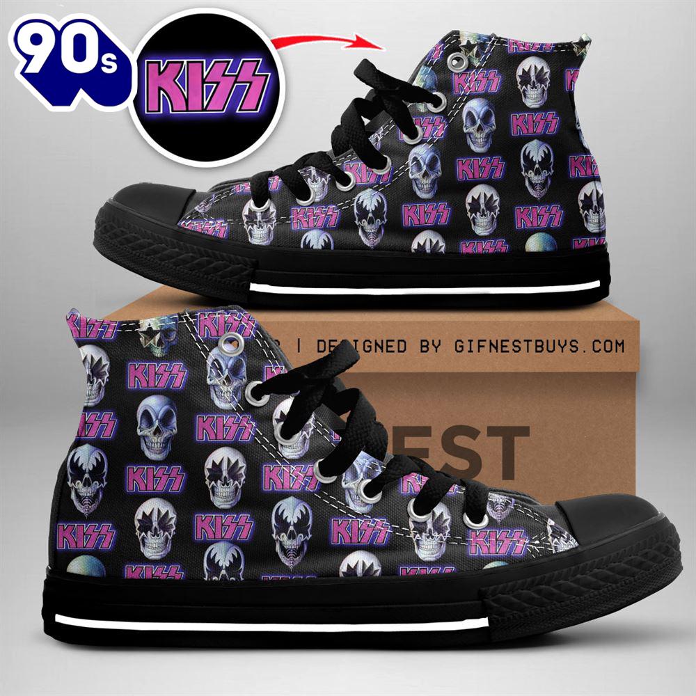 Kiss Band Skull Purple Shoes, Kiss Band High Top Shoes For Fans Kiss Band Skull Purple Shoes, Kiss Band High Top Shoes For Fans
