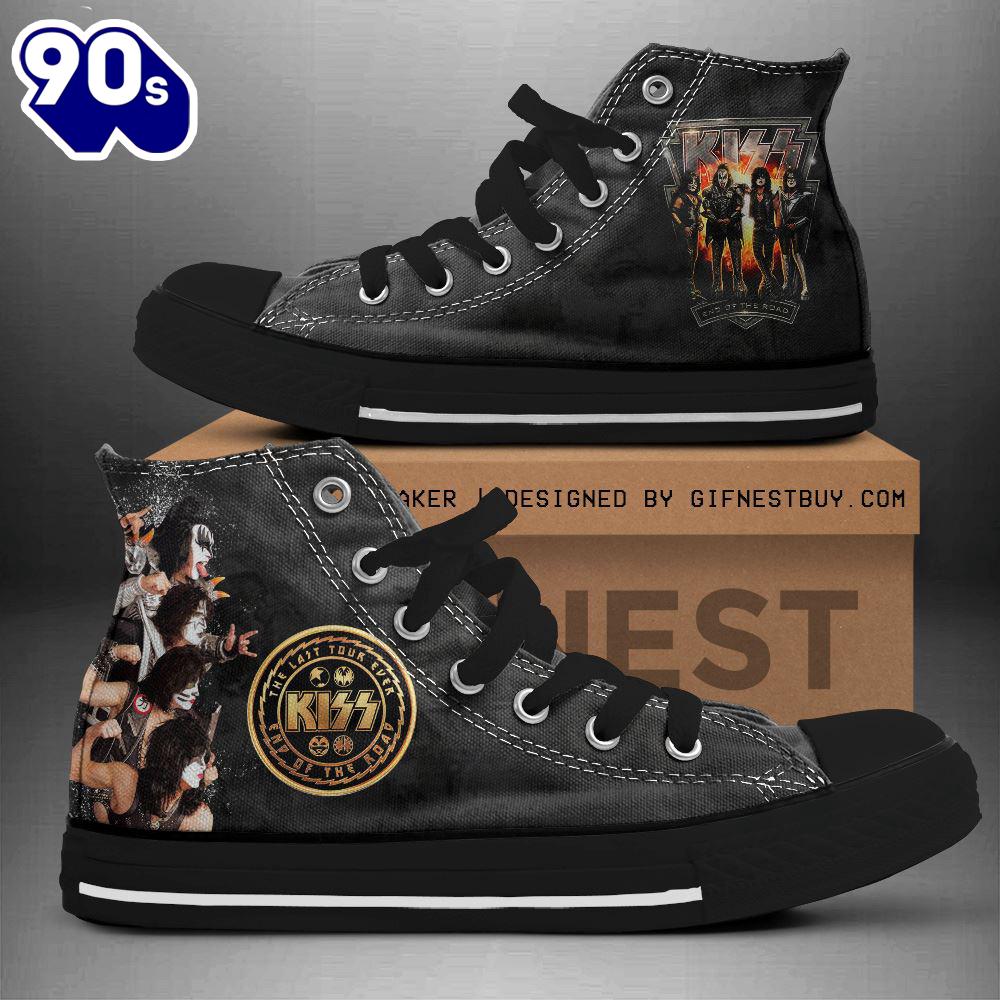 Kiss Band The Last Tour Ever, Kiss Band High Top Shoes For Fans Kiss Band The Last Tour Ever, Kiss Band High Top Shoes For Fans