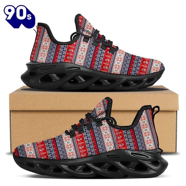 Knitted Christmas Snowman Print Pattern Black Max Soul Shoes