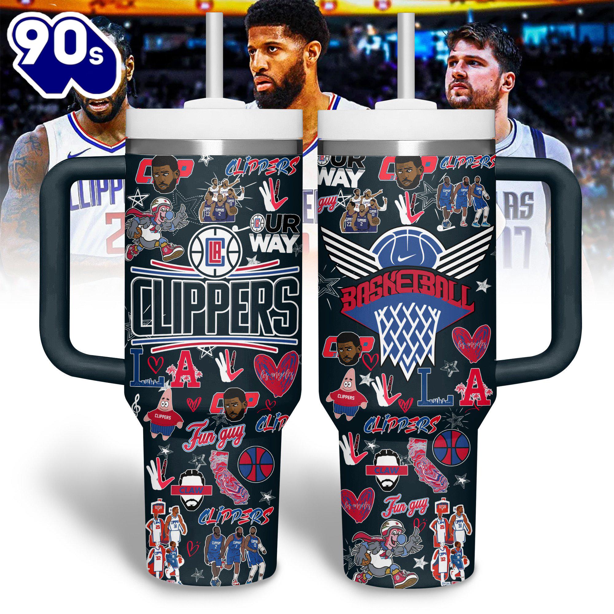 LA Clippers NBA Custom Stanley Quencher 40oz Stainless Steel Tumbler LA Clippers NBA Custom Stanley Quencher 40oz Stainless Steel Tumbler