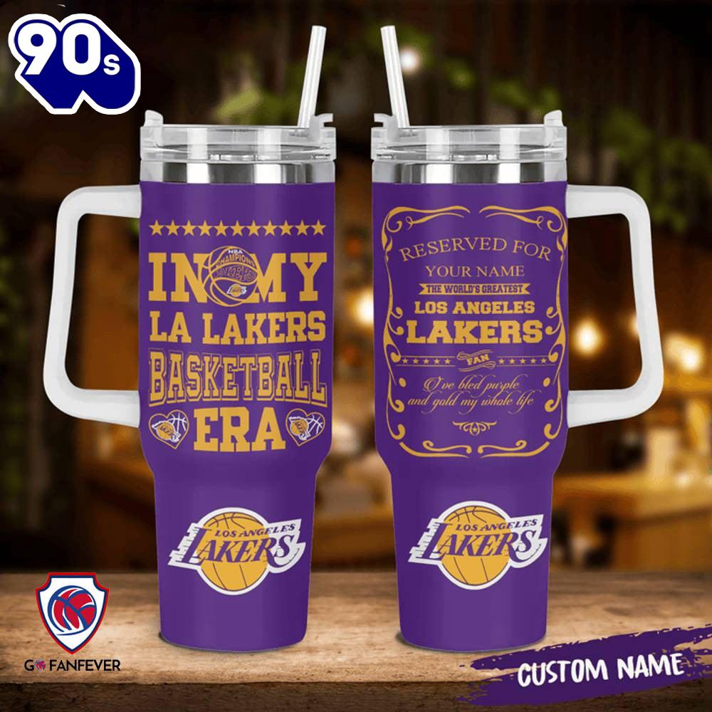 LA Lakers NBA Custom Stanley Quencher 40oz Stainless Steel Tumbler With Handle LA Lakers NBA Custom Stanley Quencher 40oz Stainless Steel Tumbler With Handle