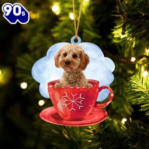 Labradoodle On The Cup Christmas Ornament, Gift For Christmas