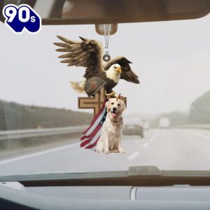 Labrador And Eagle American Flag…