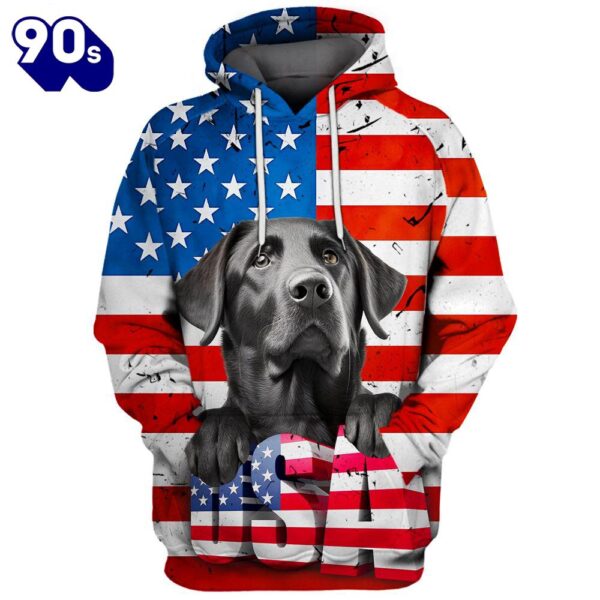 Labrador Retriever Dog 1 3D Face Graphic Premium America Flag Hoodie   Gift Christmas