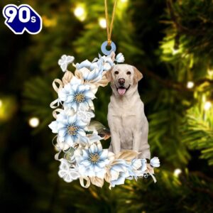 Labrador Retriever Flowers Moon Ornament,…