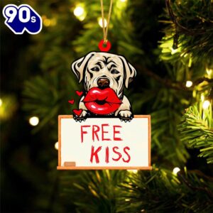 Labrador-Retriever Free Kiss Christmas Ornament,…