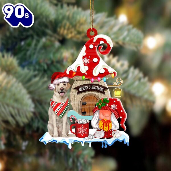 Labrador-Retriever With Mushroom House Christmas Ornament, Gift For Christmas