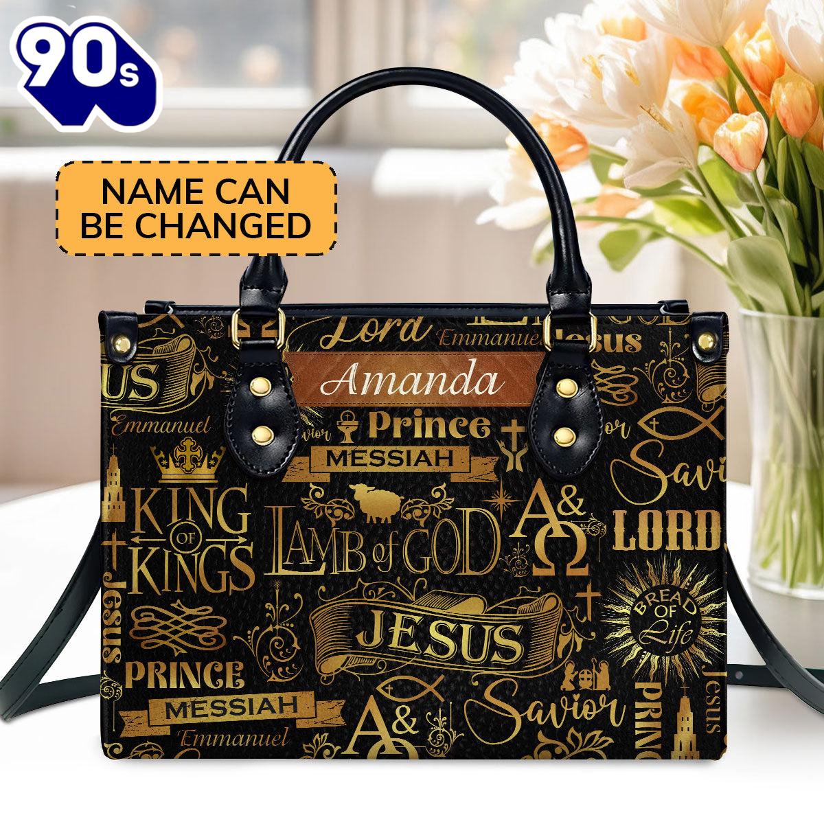 Lamb Of God Personalized Leather Handbag With Zipper , Christian Bags Gift For Women Christmas Lamb Of God Personalized Leather Handbag With Zipper , Christian Bags Gift For Women Christmas