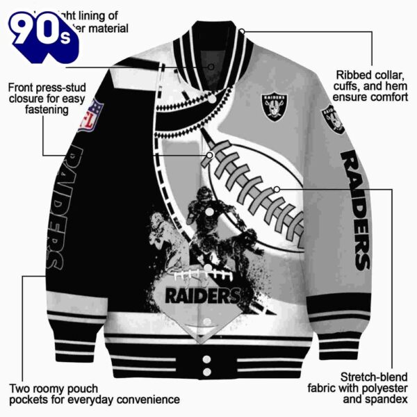 Las Vegas Raiders Baseball Stitching Silver White Jacket