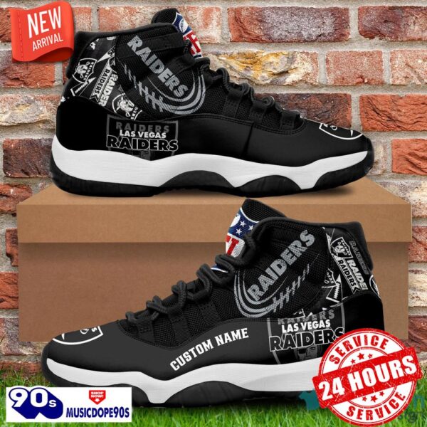 Las Vegas Raiders Custom Name NFL Air Jordan 11 Shoes Men And Women Sneakers