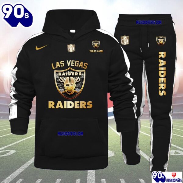 Las Vegas Raiders NFL 32 Teams Personlized Golden Logo Hoodie Set