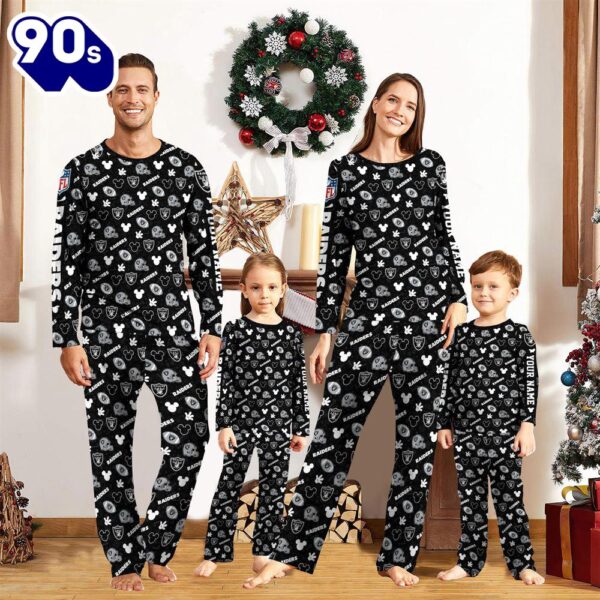 Las Vegas Raiders NFL And Mickey Mouse Pajamas Custom Your Name  Gift Christmas