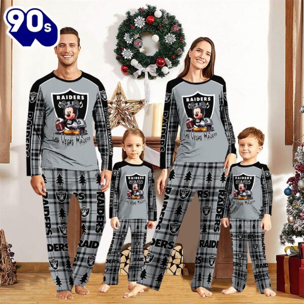 Las Vegas Raiders Pajamas Personalized Your Name NFL And Mickey Mouse Pajamas  Gift Christmas