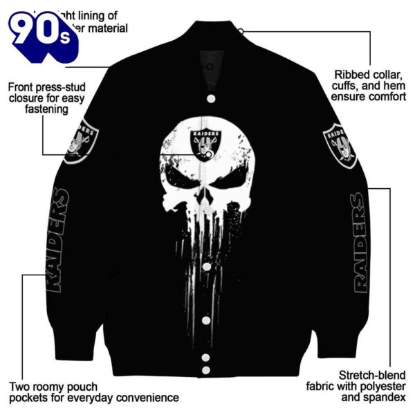 Las Vegas Raiders Punisher Skull Black White Jacket