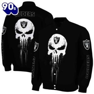 Las Vegas Raiders Punisher Skull Black White Jacket