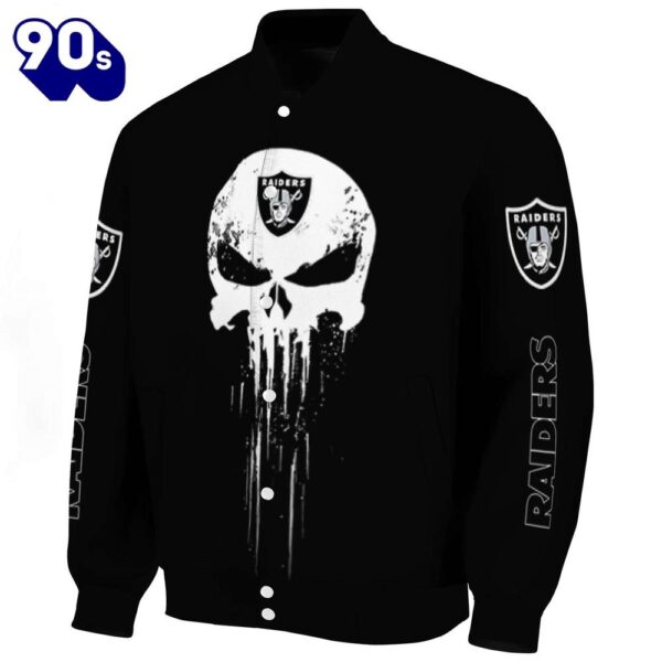 Las Vegas Raiders Punisher Skull Black White Jacket