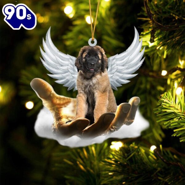 Leonberger On The Hands Of Jesus Ornament, Gift For Christmas